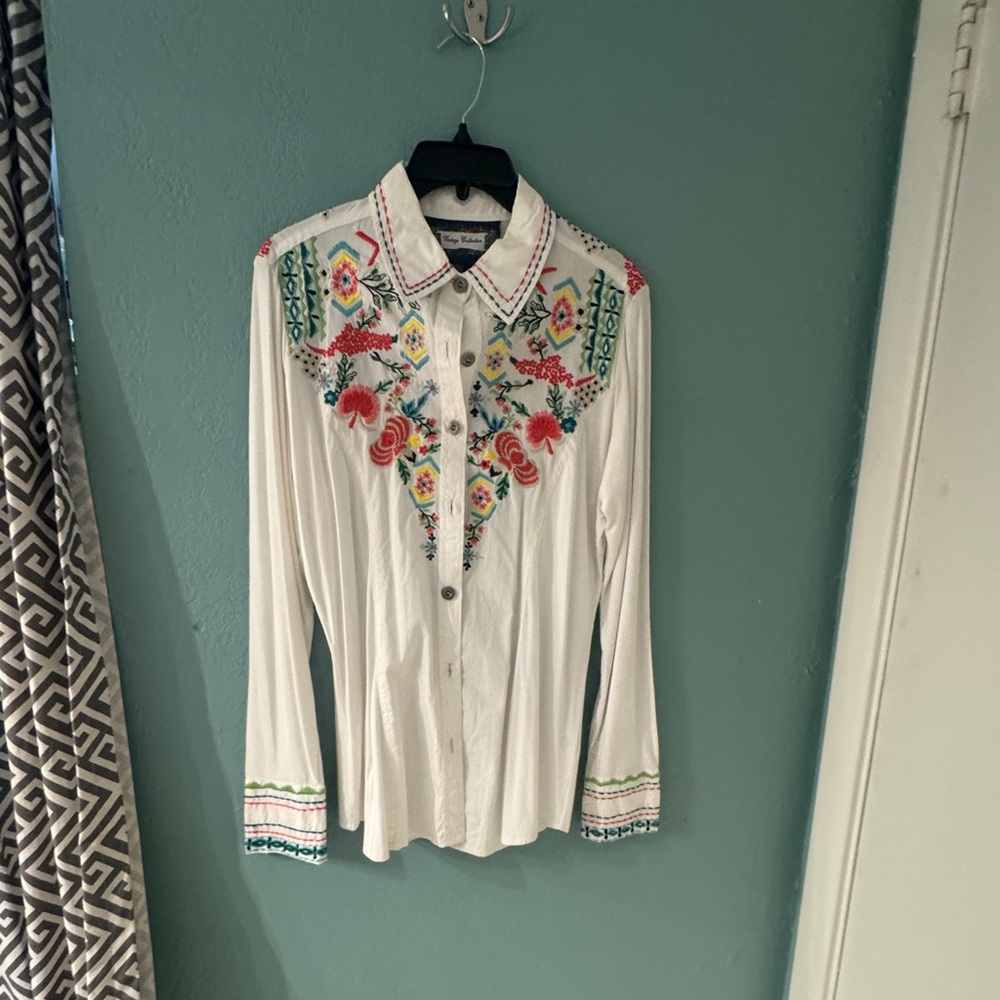 Embroidered Floral Button Down Shirt